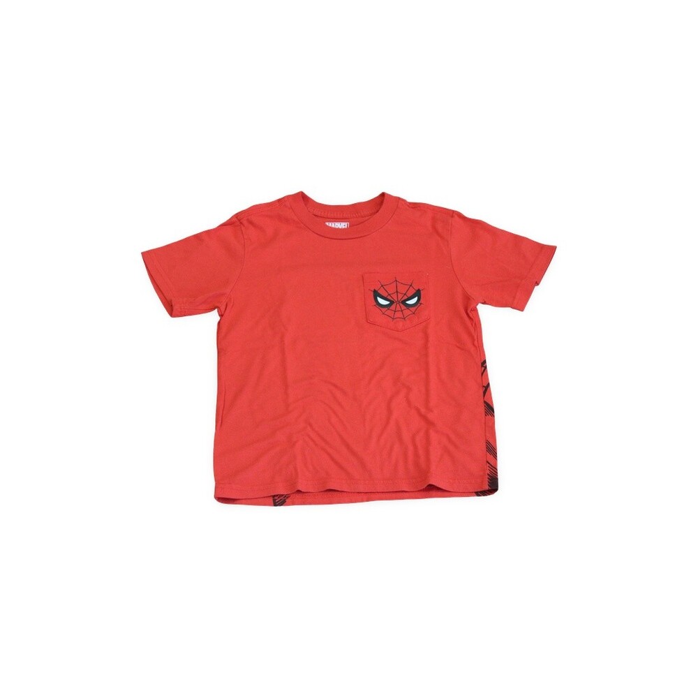 Original Marvel Spider-Man Size 6 Red Cotton T-Shirt with Pocket Graphic